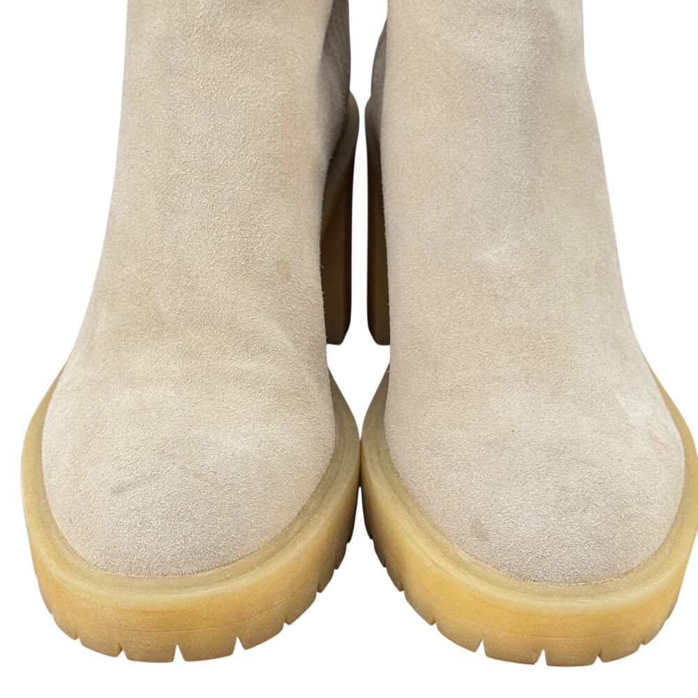 Dolce Vita Celia Chunky Leather Suede Boots Women SZ 11 Beige Chic Fall Western - Picture 4 of 10